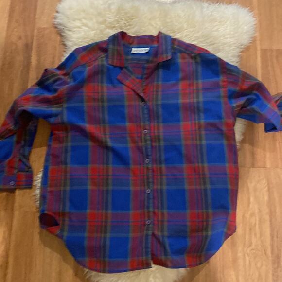 Vintage Ship N’ Shore Plaid Women’s Button Down Colorful Shirt Sz XXL Blue Red - Picture 6 of 11
